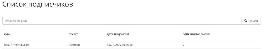 список email подписчиков в сервисе retailrocket ru
